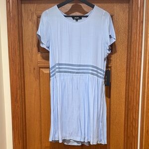 Lulu's Light Blue Dress with Gray Stripes